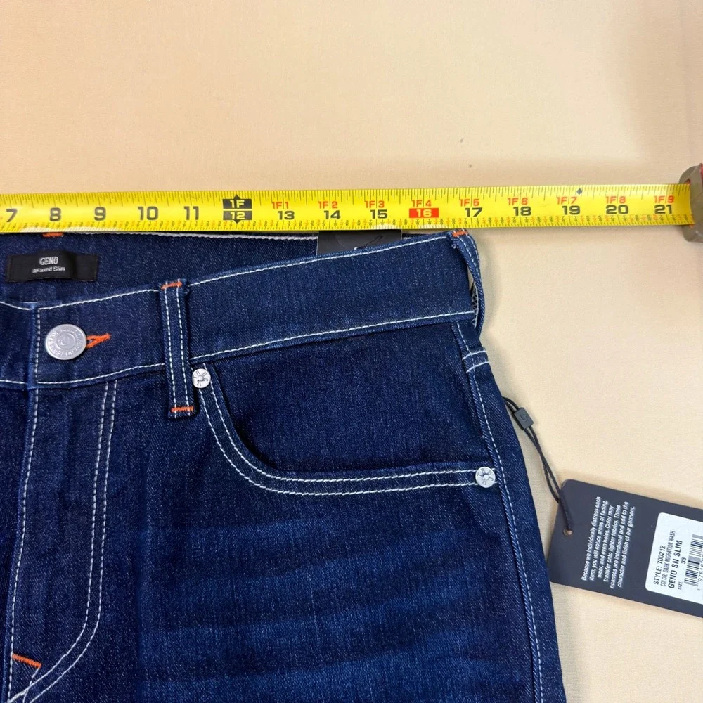 True Religion Geno Slim Jeans Mens 33 Blue Dark Migration Wash NWT Streetwear